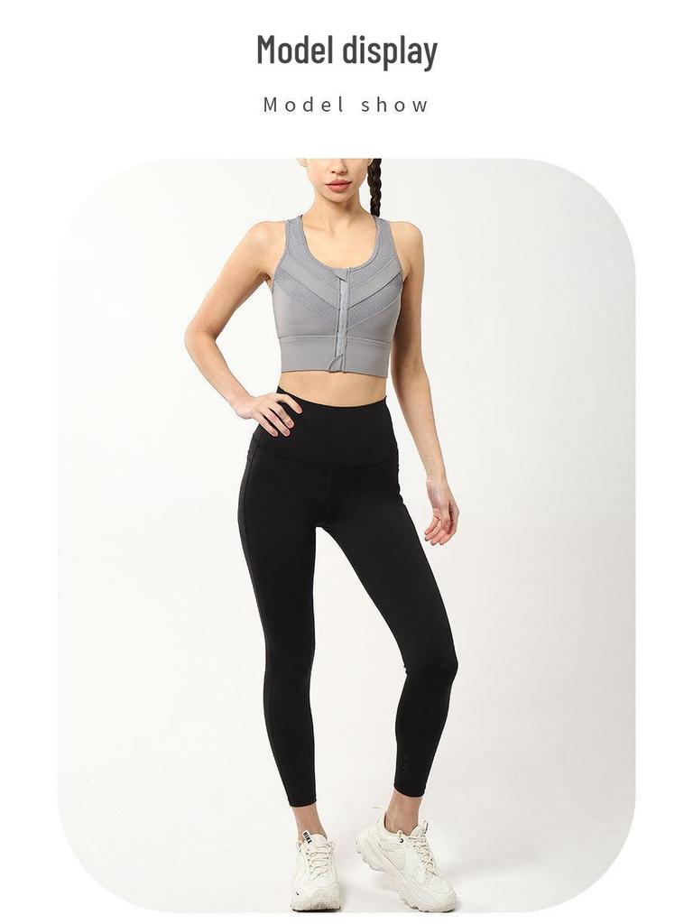 Women's Front Zipper High-Impact Sports Bra with Beautiful Back Design