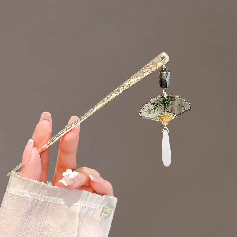 Exquisite Pfirsichblüten Quaste Haarnadel für Hanfu Hochsteckfrisur