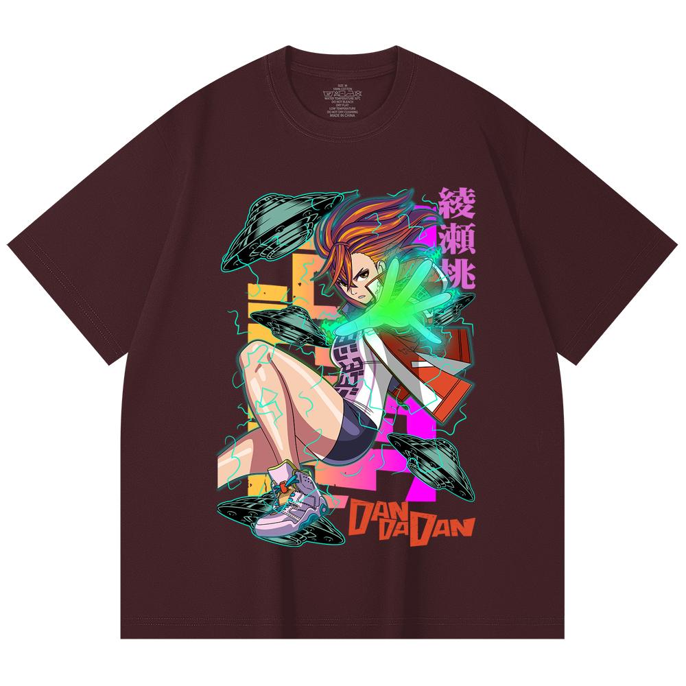 

230 Gsm 100% Cotton Dandadan V20 Momo Print Unisex Heavy Cotton T Shirt 2XL вина червоного кольору
