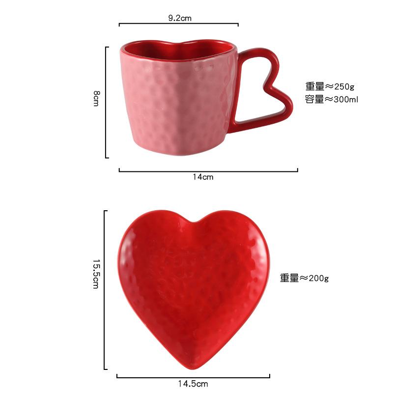 Creative 300ml Hearts Ceramic Coffee Mug Love Handle Couple Mug Afternoon Tea Dessert Tea Cup Drinkware Office Mug Home Decor