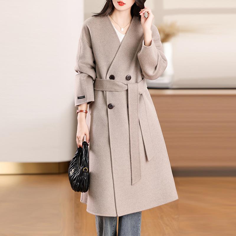 Autumn and winter new double-sided wool coat women's medium and long temperament loose and thin wool coat
