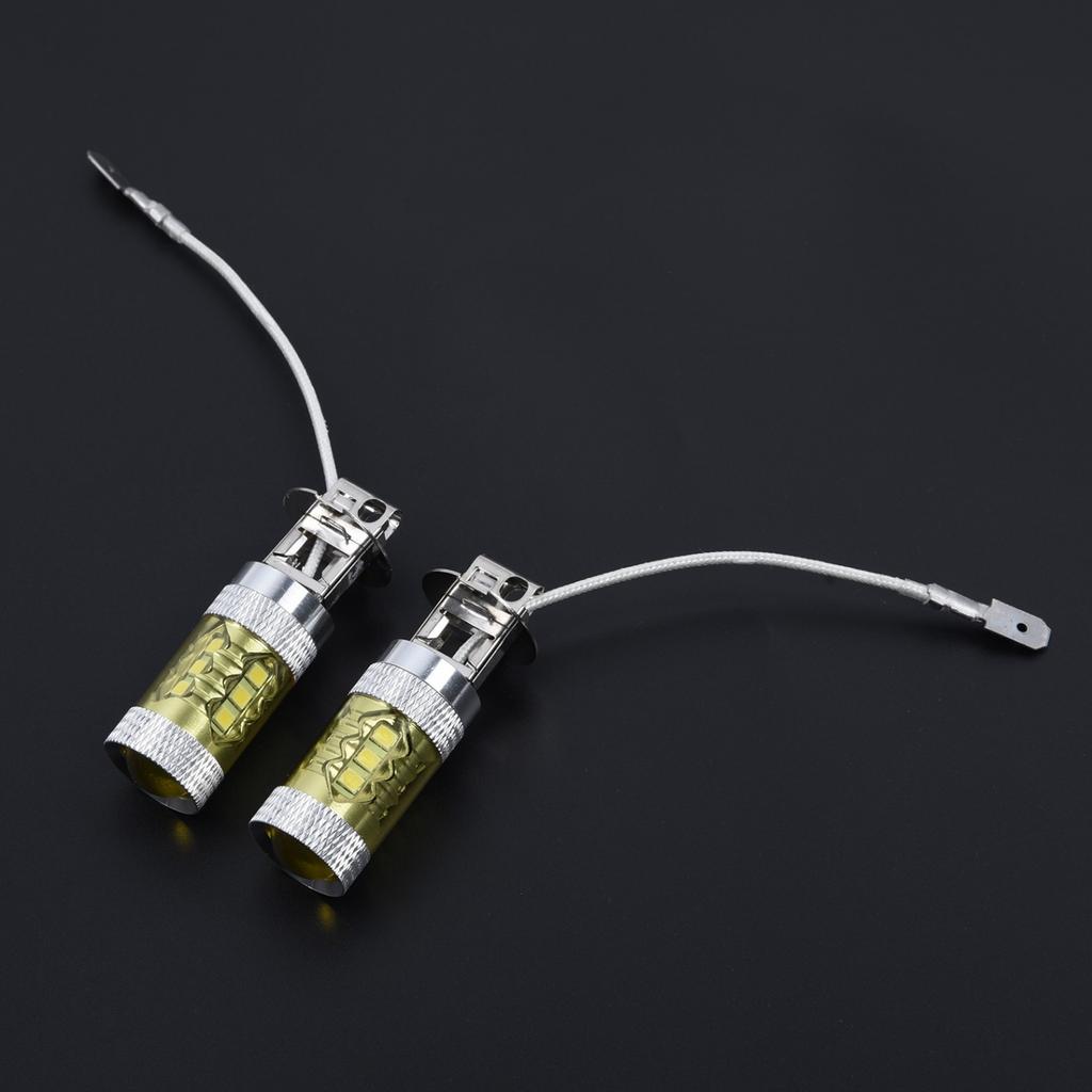 Reliable 2pcs H3 80W 16 LED Car Fog Light Bulb Yellow Color for Trucks