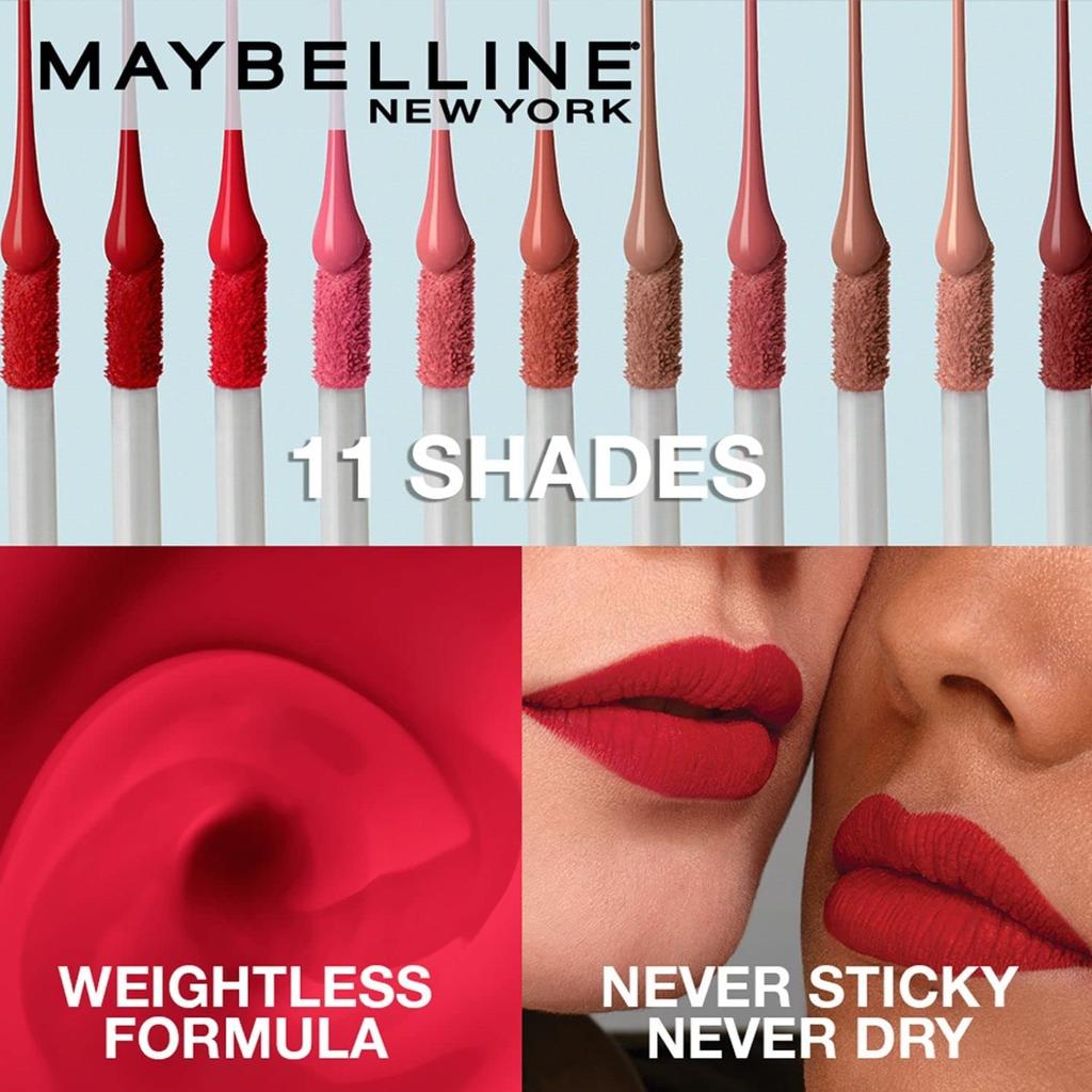 Maybelline New York Sensational Liquid Matte Lipstick 7ml Soft Wine Intense Full Coverage Non-Sticky Formula