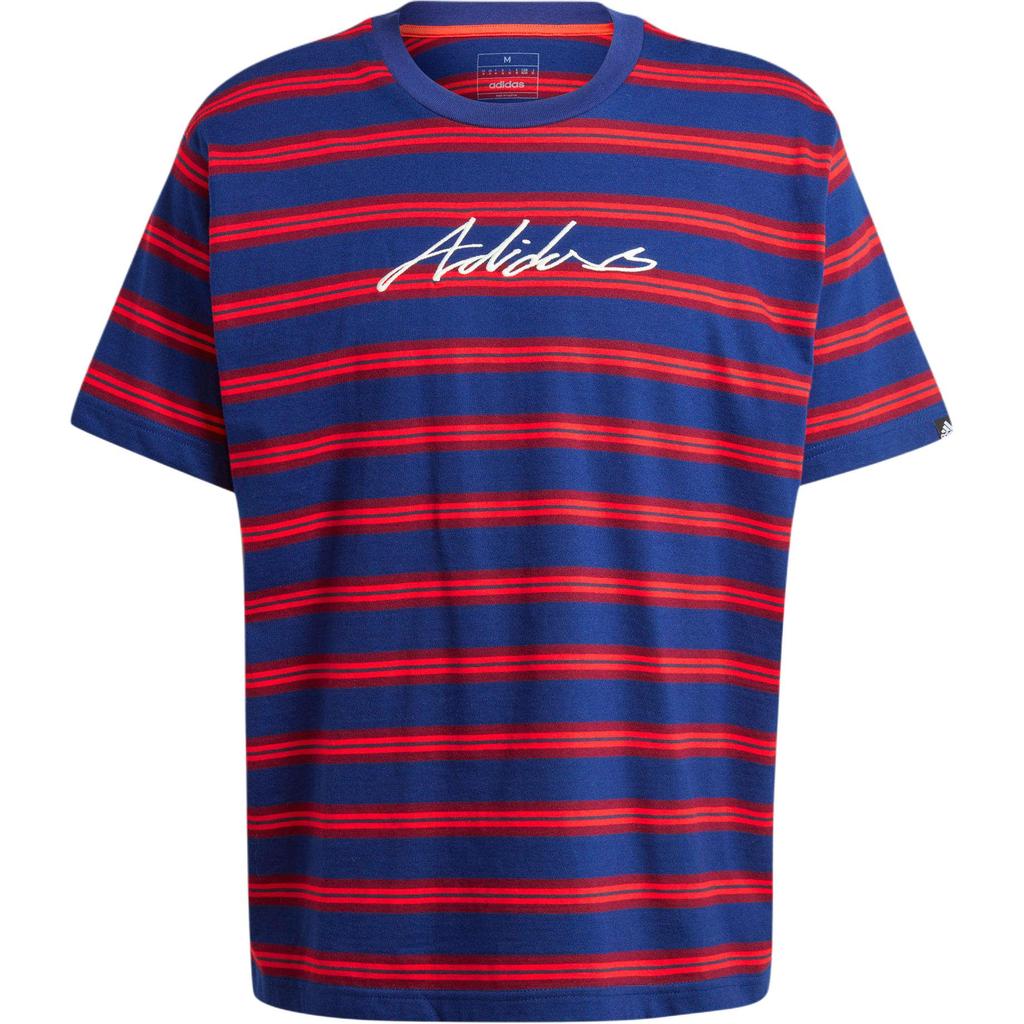 Adidas Americana Round Neck American Striped Color Block Casual Short Sleeve T-Shirt Unisex T-Shirts Blue IR5829