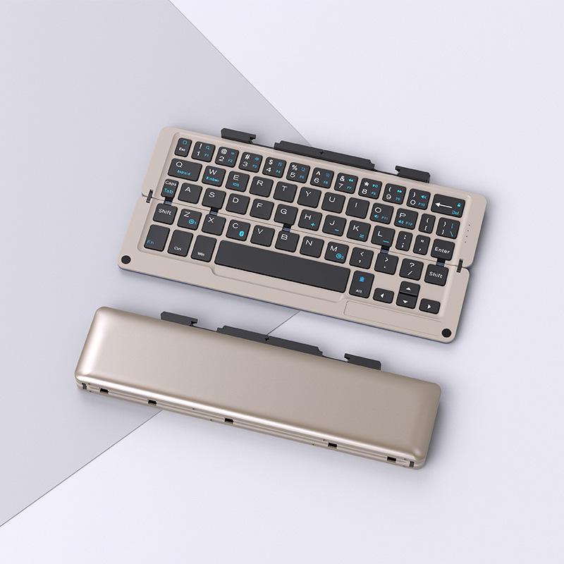 Portable Bluetooth Aluminum Alloy Folding Keyboard with Universal Phone/Tablet Stand, Silent Typing & USB-C Charging