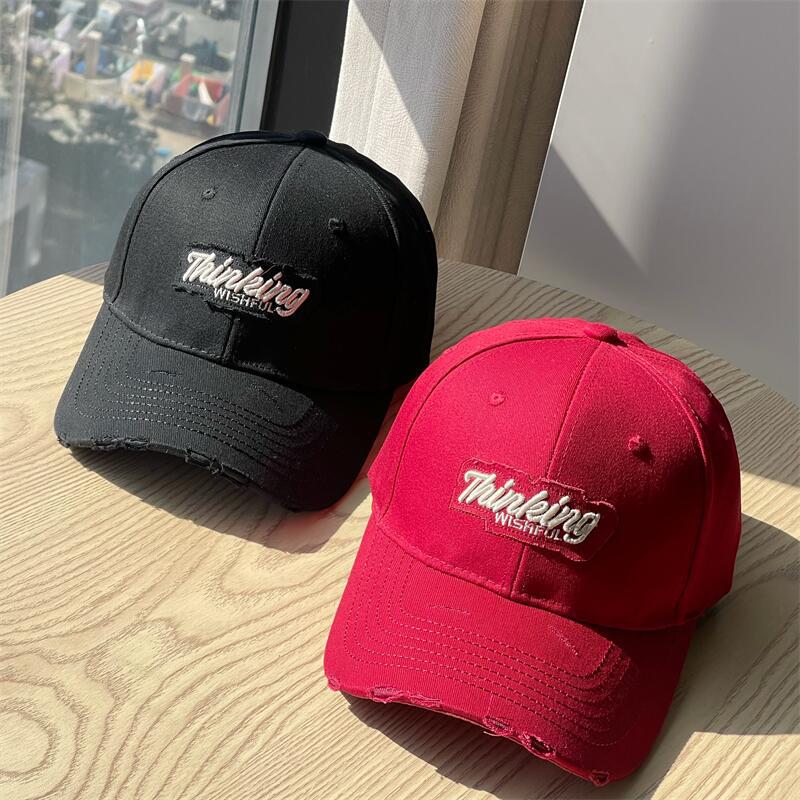 New Embroidery Thinking Spring and summer hard-top baseball hats for women in Korean style, which highlight the face and feature a small duckbill