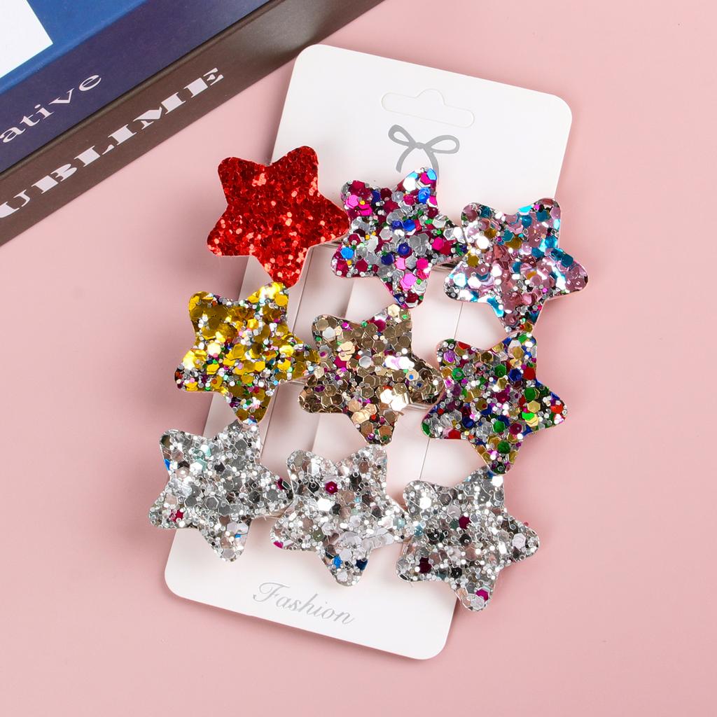 3PCS Colorful Star Hair Clips Women Grils Cute Glitter Heart Hairpin Barrettes Hair Clip Headwear Children Kids Hair Accessories