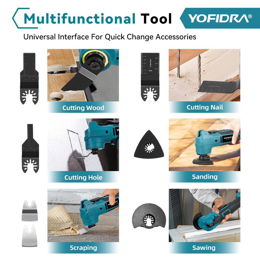 Yofidra Brushless Quickrelease Oscillating Tool 20000OPM Electric Saw Trimmer Woodworking Power Tool For Makita 18V Battery Pin