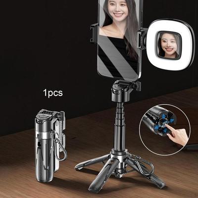 Portable Selfie Rod Aluminum Alloy Multipurpose Pocket Rechargeable Extendable with Cellphone Mount