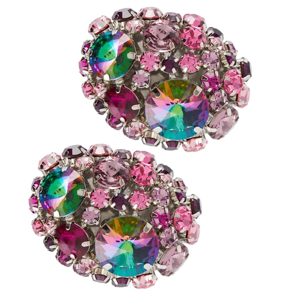 Trendy Round Crystal Ear Clips Sparkling Rhinestone Earrings Dazzling Non Pierced Earring Versatile Accessory for Women