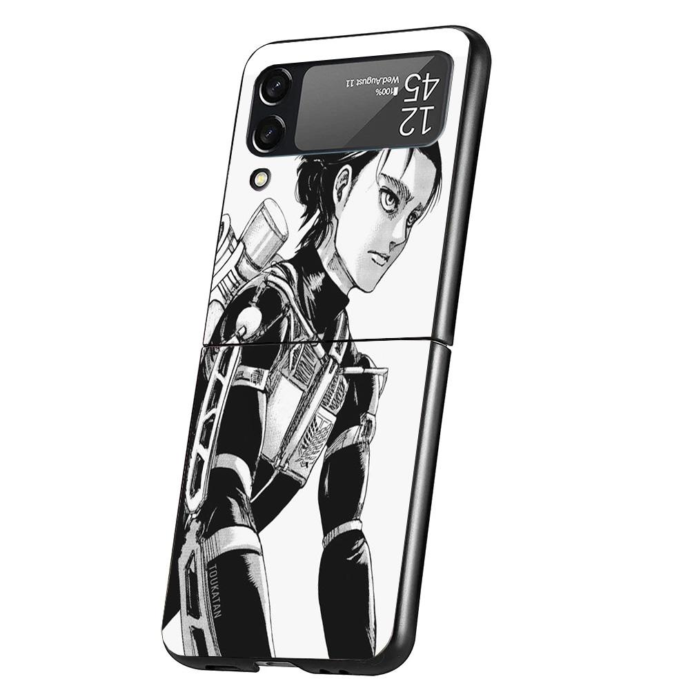 Attack Eren Cover Phone Case For Samsung Galaxy Z Flip 7 6 5 4 3 5G Flip7 Flip6 Flip5 Flip4 Flip3 Black Fundas Shell Galaxy Z Fl