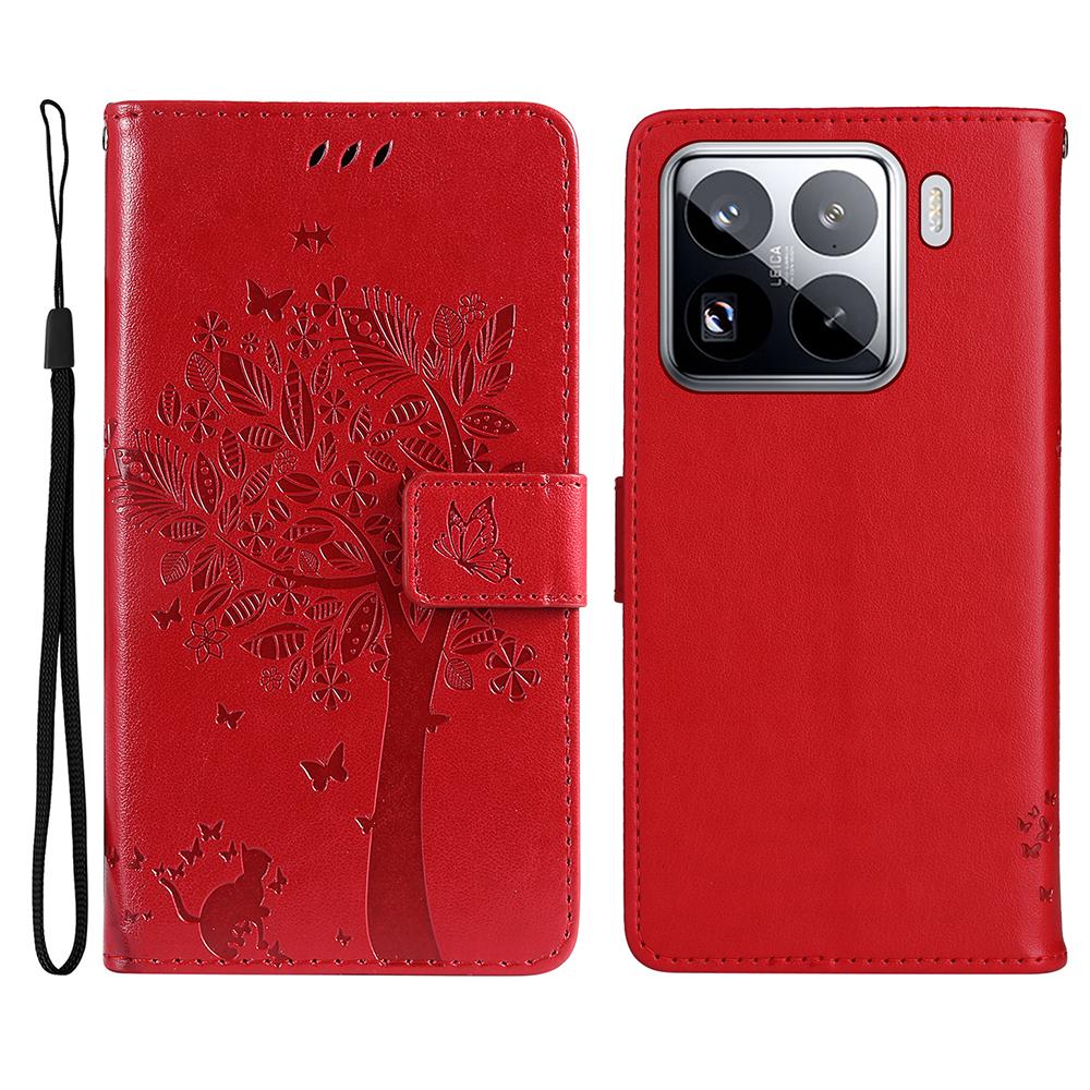 For Xiaomi 15 Pro Phone Case with Stand Cat Tree Pattern Leather Wallet Mobile Cover