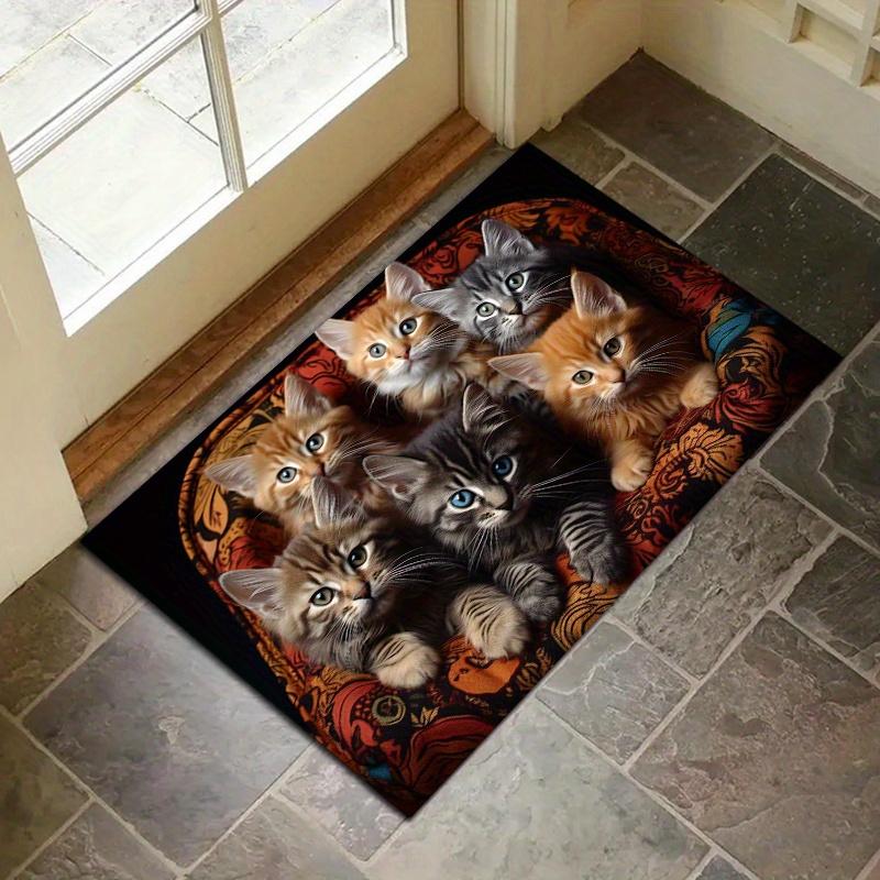 1Pcs Anti Fatigue Kitchen Rugs,Cute Cat Print Waterproof Non-Slip Thick Cushioned Kitchen Mat Heavy Duty Comfort Standing Mat for Kitchen KTJ