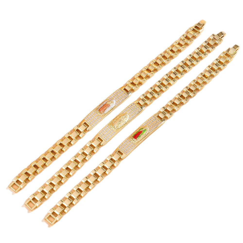 Pulseira Minimalista Virgem Maria Zircônia - Versátil, Luxuosa, Inspirada no Retro Corrente de Relógio para Amigo