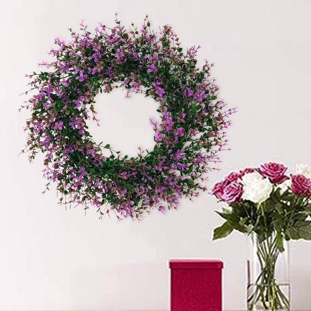 Lavender Wreaths for Front Door Floral Wreath Easy To Hang Decorative Garland 16 Inch for Porch Christmas Indoor Office Home