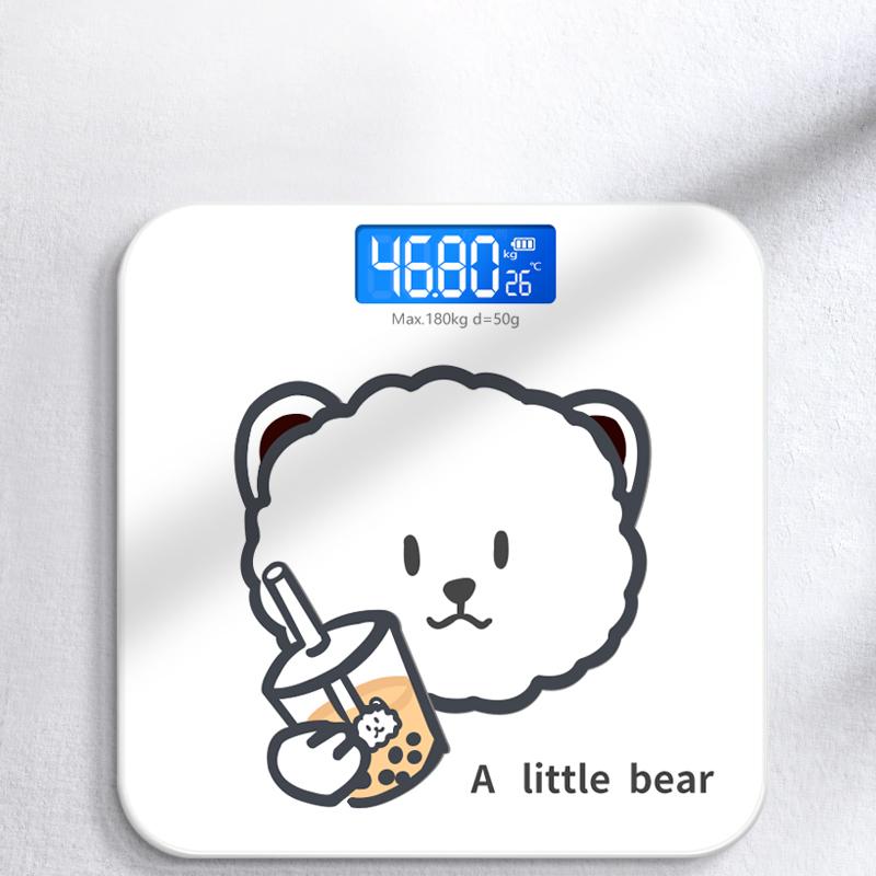 

Весы для ванной комнаты с мультяшным медведем, светодиодные весы для веса тела, электронные весы Realme, цифровые весы Bascula Smart Pesa, напольные весы белый