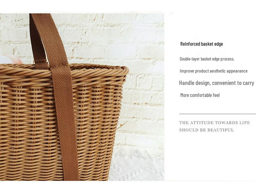 Rattan Woven Handbag - Fruit & Picnic Basket