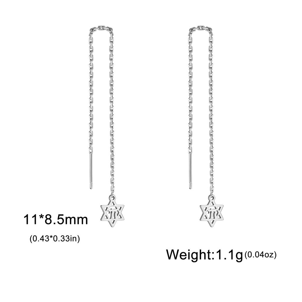 Dawapara Judaic Star of David Tassels Long Earrings for Women Minimalist Hexagram Threader Earrings Stainless Steel Jewelry