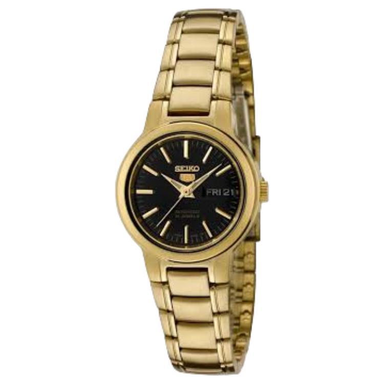 SEIKO 5 30m Water Resistant Automatic Mechanical Movement Stainless Steel Strap Watch 25mm SYME48 Black Dial