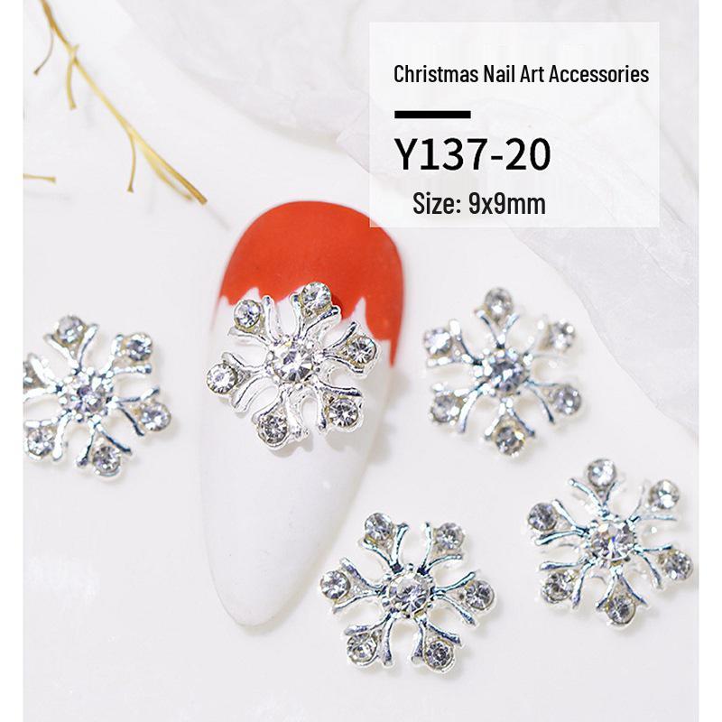 Christmas Alloy Nail Art Decor: Cartoon Santa, Bells, Reindeer, Snowflakes & Rhinestone Accessories