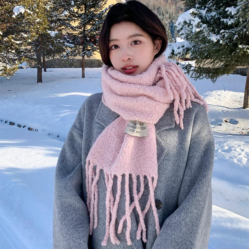 Fashion Women Thick Shawl Wraps Scarf Winter Warm Fashion Solid 80% Wool Pashmina Scarves Long Tassel Hijab Stoles Soft Bufanda