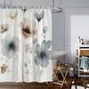 1Pc Elegant Floral Print Shower Curtain Set With Hooks,Watercolor Flower Design, Lightweight Polyester,All-Season Bathroom Decor