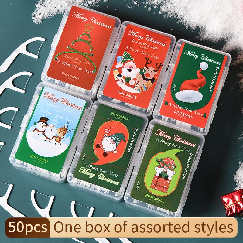 600/300/150/50PCS-RIMI SMILE - Christmas series dental floss sticks - Essential dental floss sticks for holiday dinners