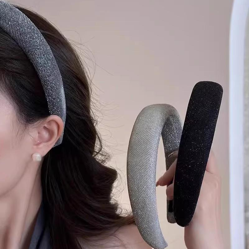 Luxuriöses Koreanisches Stil Graues Funkelndes Diamant-Stirnband - Hochwertiges Retro-Haaraccessoire