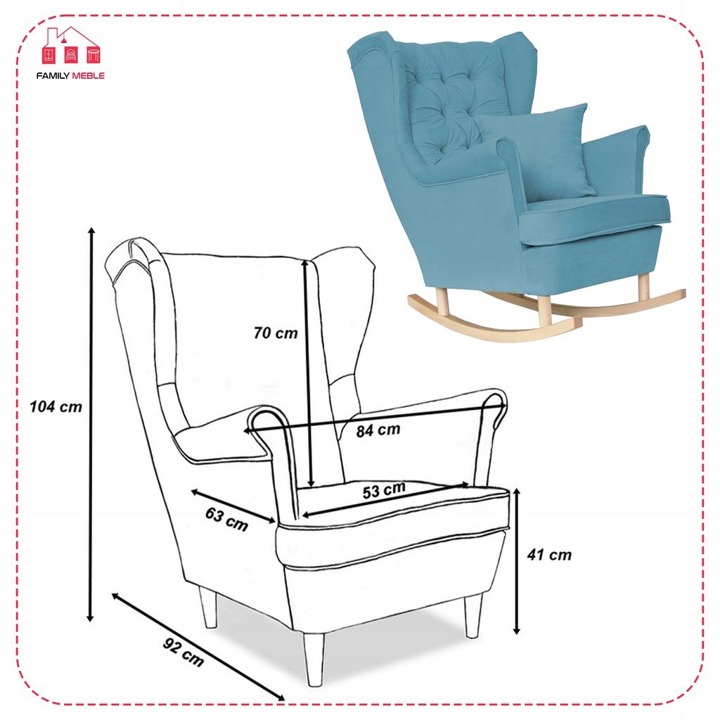 Gaja Rocking Chair, Scandinavian, Family Meble, Blue, On Runners, Blue
