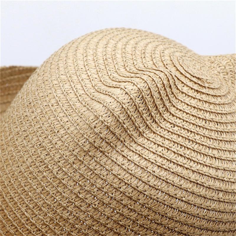Cute Baby Solid Color Hat With Ears Summer Straw Hat Children Beach Sun Hats