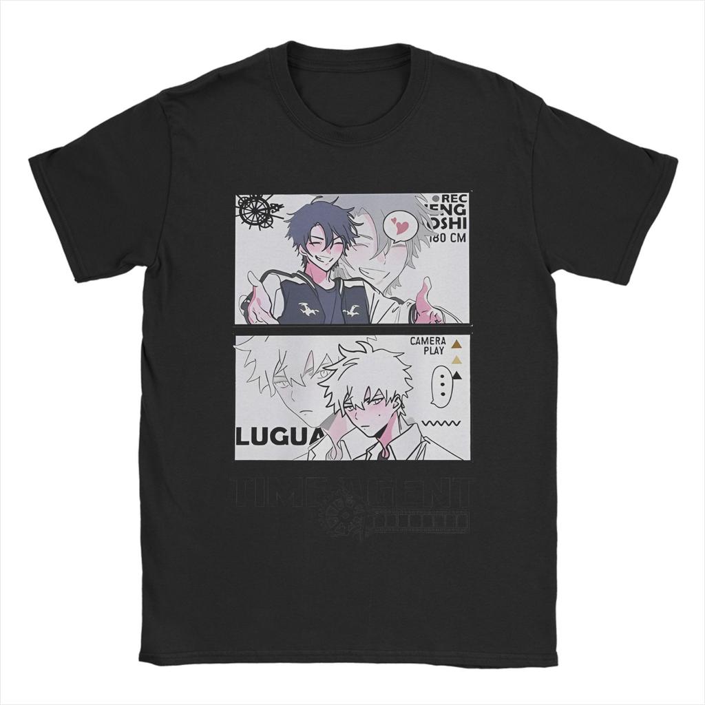 Αστεία Μπλουζάκια Anime Lu Guang για Άνδρες, Στρογγυλή Λαιμόκοψη, Βαμβακερά T-Shirts, Πράκτορας του Χρόνου, Κοντομάνικο T-shirt, Μεγάλα Μεγέθη, Εμπορεύματα