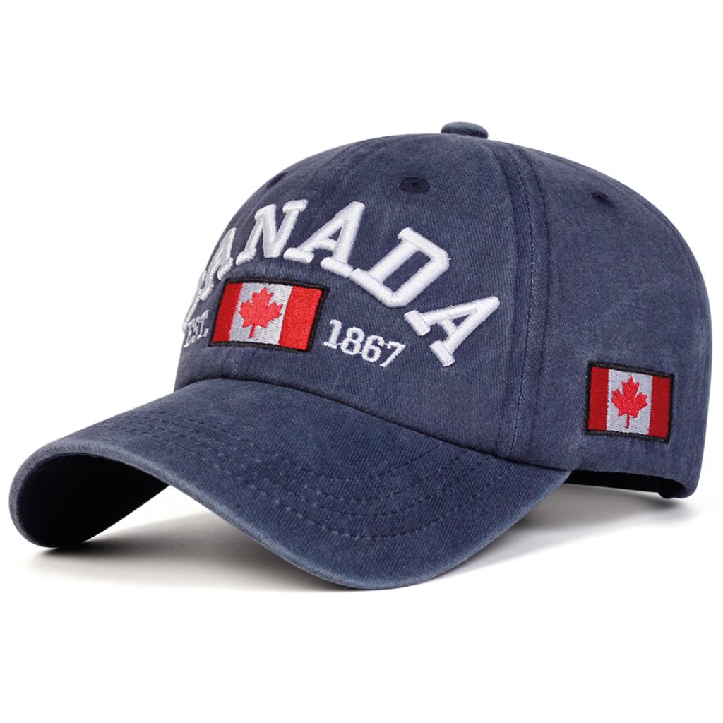 Unisex CANADA Letter Embroidery Wash Baseball Caps Spring Autumn Outdoor Adjustable Casual Hats Sunscreen Hat Sports Cap