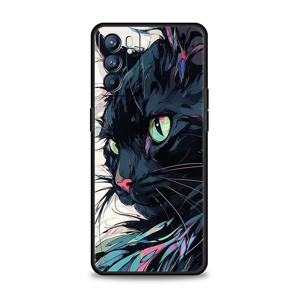 Cute Cartoon Cat Phone Case For Oppo Reno13 Reno12 Reno11 F Reno10 Pro A54 5G Find X5 A53 A52 A9 A17 A78 4G A79 A80 A98 Cover