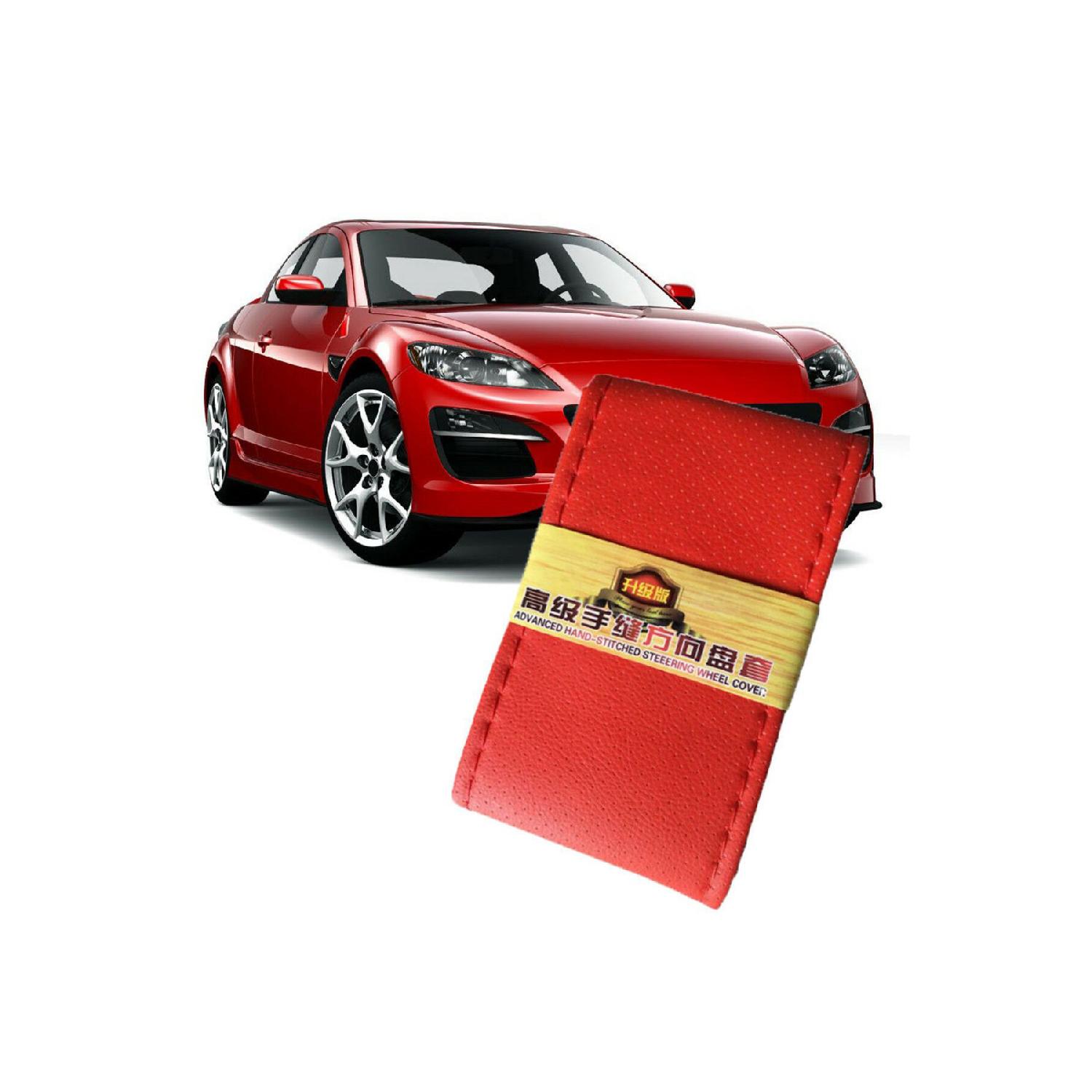 

Leather Stitched Soft Dot Odorless Steering Wheel Cover Red червоний