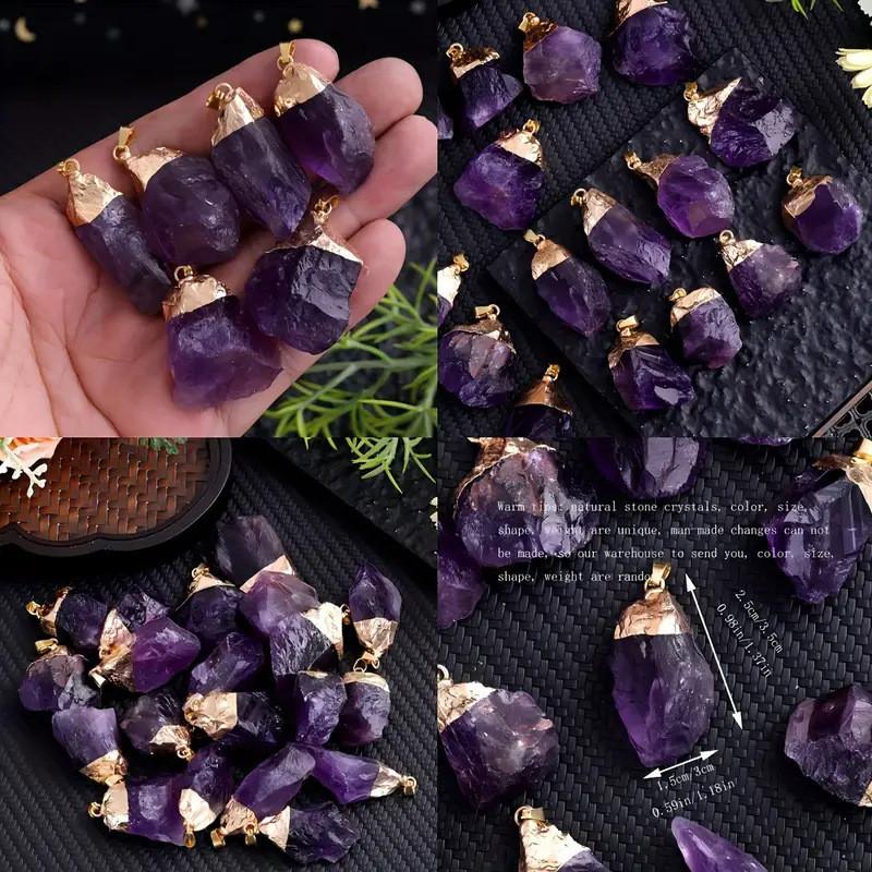 Natural Amethyst Pendant Crystal Raw Stone Necklace For Boho Style Jewelry Collectors