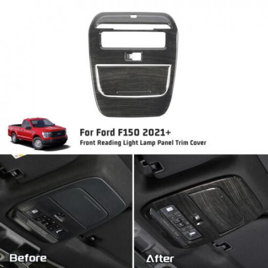 Vorderer Leseleuchten-Lampenpanel-Zierleistenabdeckung für Ford F-150 + Schwarzes Holzmaserungsdesign