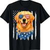 Amerykańska Flaga Golden Retriever USA Retro Koszulka na 4 lipca