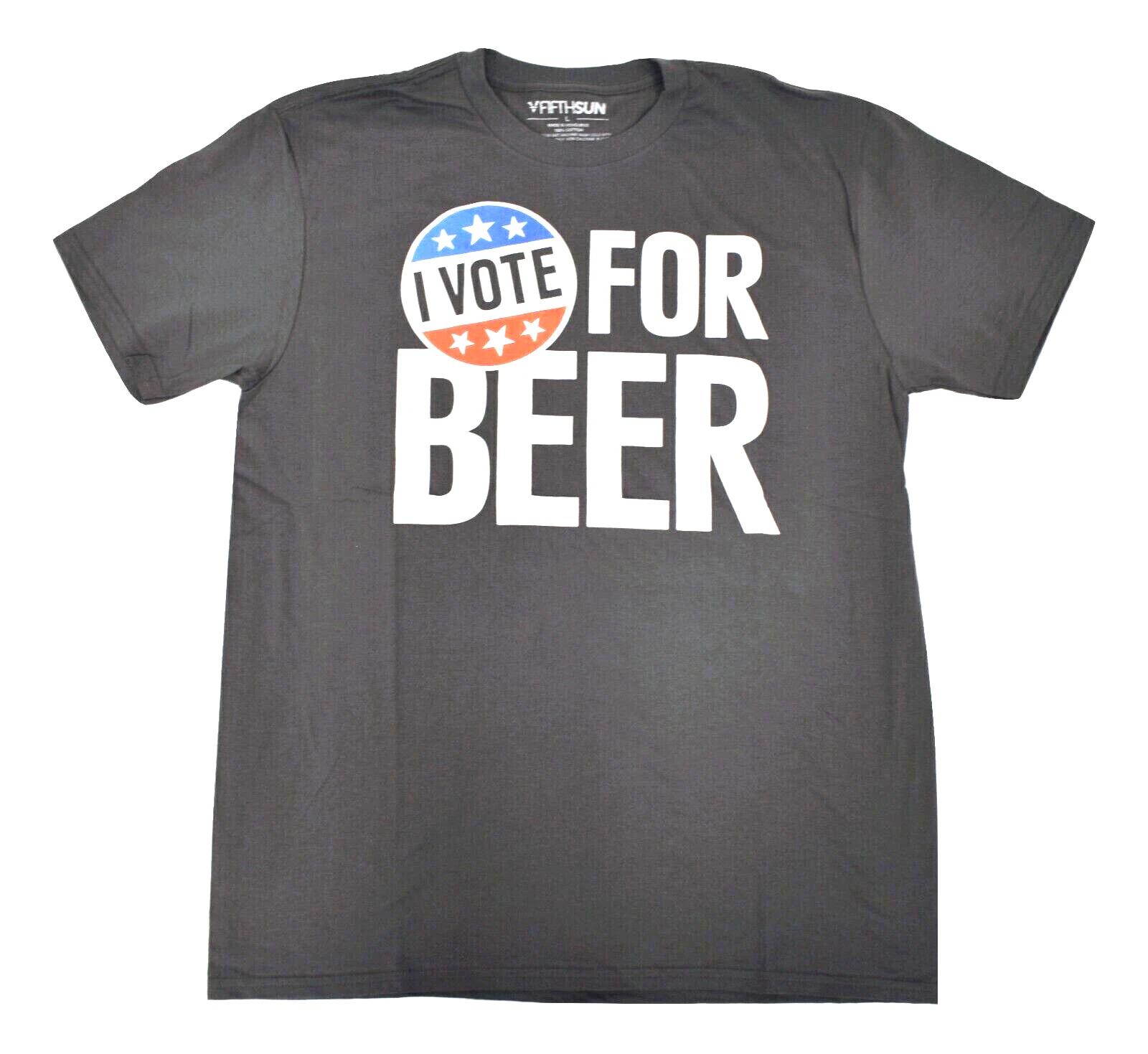 

Fifth Sun Mens I Vote For Beer Funny Politics Charcoal Shirt New XL M
