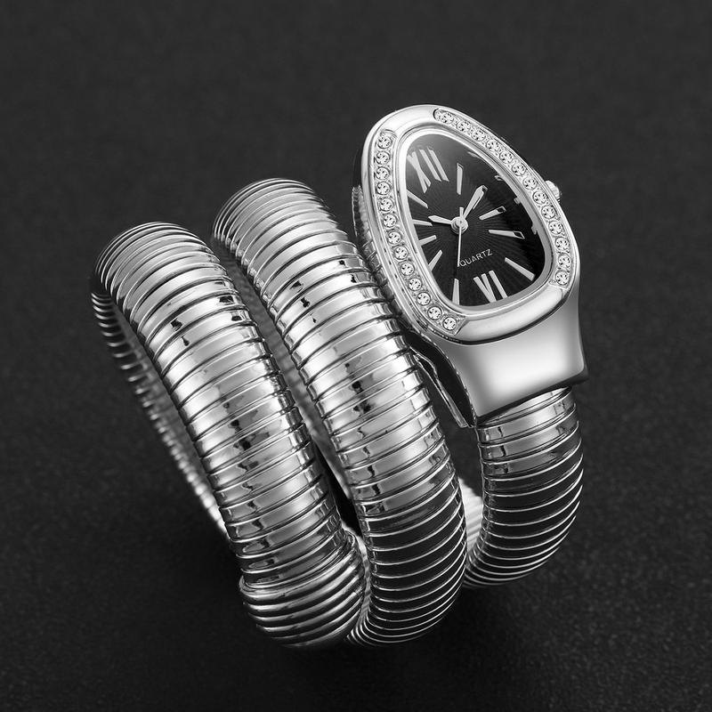 Fashion Women Snake Shape Quartz Watches Luxury Rhinestone Roma Dial Wristwatch Girls Clock Reloj Mujer