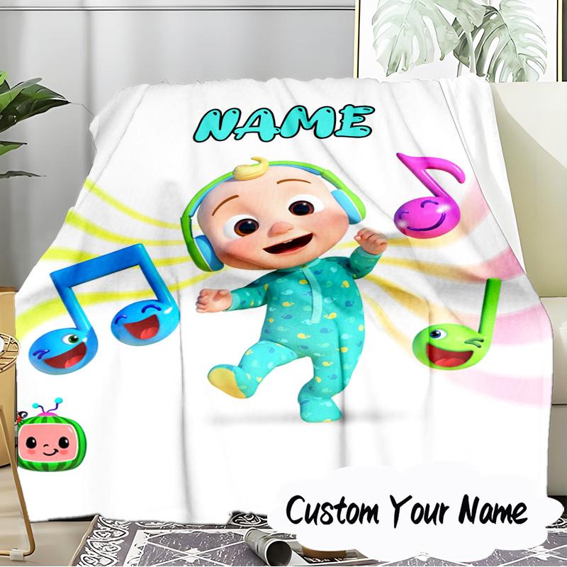 Custom Name Cocomelon Party Celebration Blanket Ideal Bedding Blanket Perfect for Travel, Camping, Living Rooms, Offices, Sofas, Fan Christmas gift