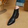 Fashion 2025 New Autumn Women Boots Pointed Toe Chunky Heel Shoes Genuine Leather Women Shoes Concise Zipper Ankle Boots Western Boots