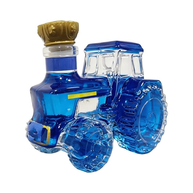 Bottiglia per liquori in vetro borosilicato a forma di trattore creativo per infusi e decorazione con design a prova di perdite