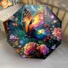 1 PC Automatic Folding Umbrella - Butterfly Garden Pattern, Portable & Foldable Design with 8 Ribs, Christmas Birthday Gifts