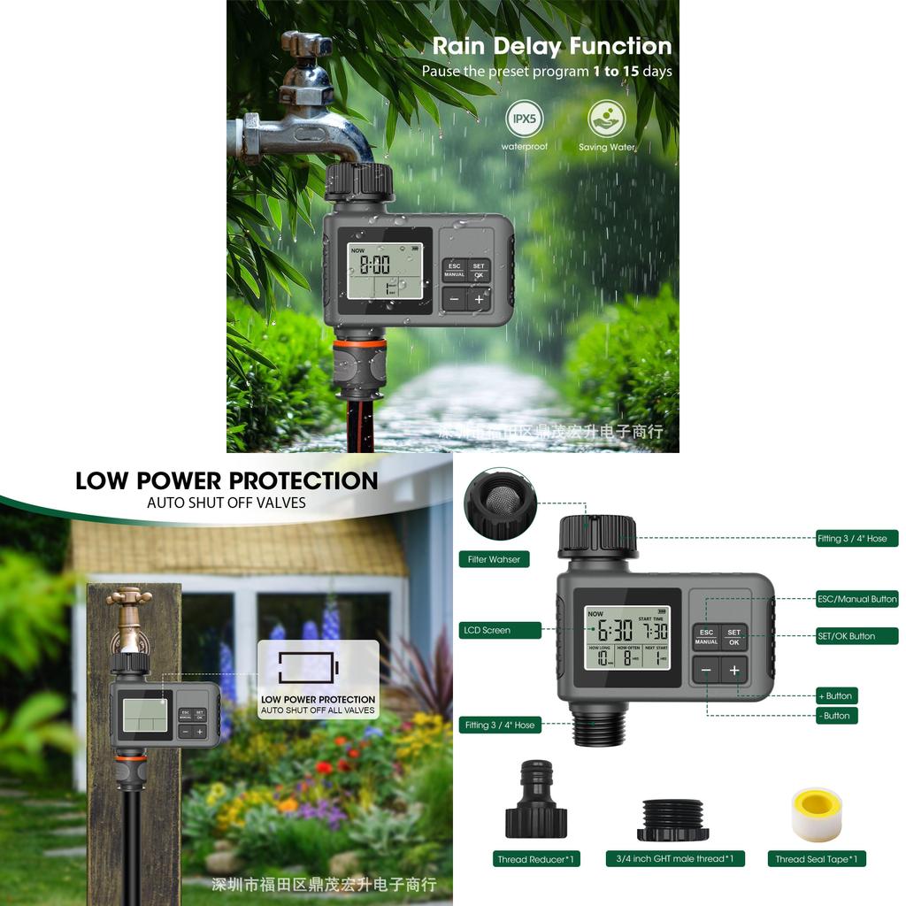 Temporizador de riego para jardín exterior con control automático de agua para jardín doméstico y agricultura