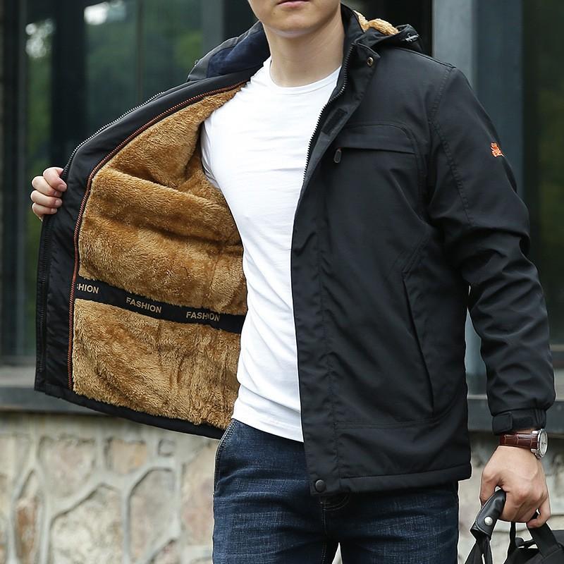 Autumn and Winter Thin Hardshell Outdoor Men's Stand-up Collar Hooded Jacket Men's Mountaineering Casual Windproof Jacket