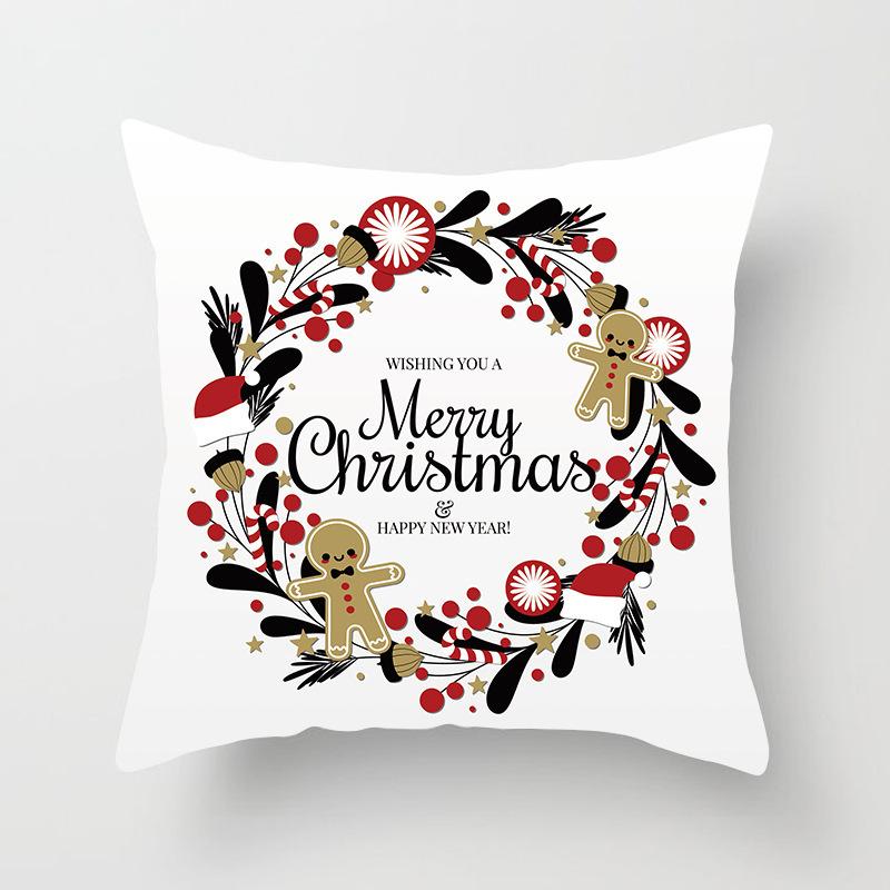 Christmas-Themed Pattern Throw Pillow Cover With Short Plush Print For Living Room Sofa Decoration Cushion Cover Pillow Covers
