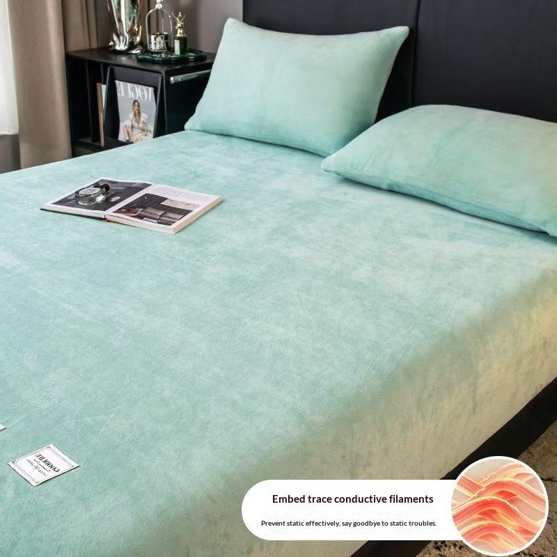 Hřejivé Zimní Sametové Fleecové Prostěradlo s Gumičkou Elastický Potah Matrace Pár 2místná Postel Povlečení Luxusní Dvojlůžkové Prostěradlo 160x200