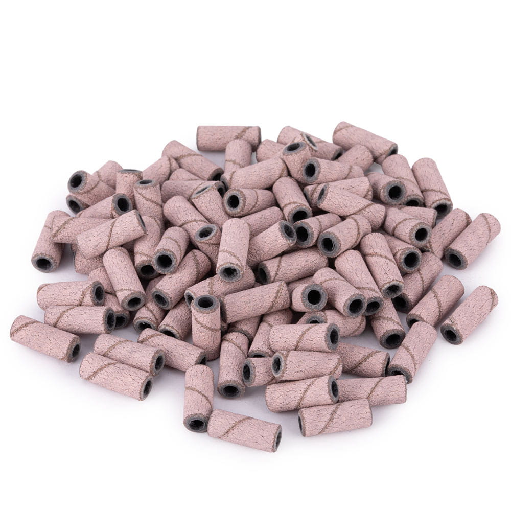 Kapturki Do Manicure I Pedicure Mandrele Nakładki Ścierne Mini Cylinder 3Mm Gradacja #240 Różowe 50 Szt.