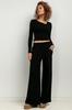 Short ribbed blouse T420 black black S
