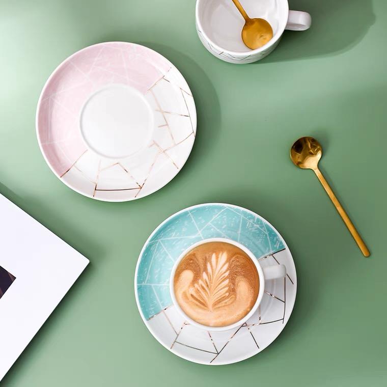 Nordic Style kávéscsésze és tányér kétrészes szett festett arany bögre kerámia vizes csésze kávéscsésze reggeli csésze tejes csésze